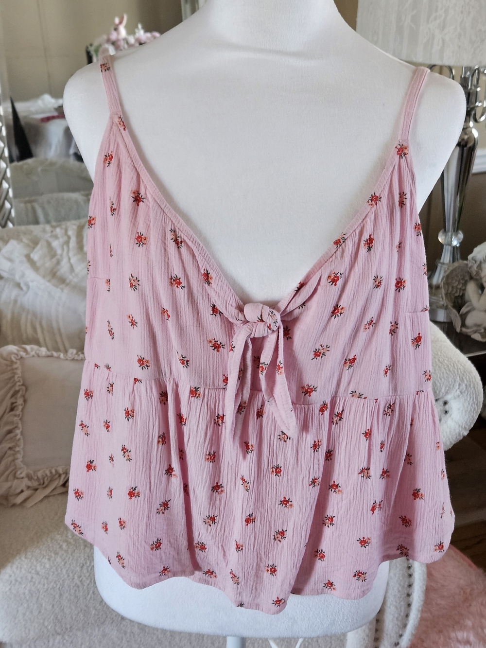 Hollister Pink Floral Tie-Front Camisole